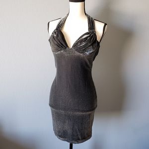 Vintage 80s Metallic Shimmer Halter Dress